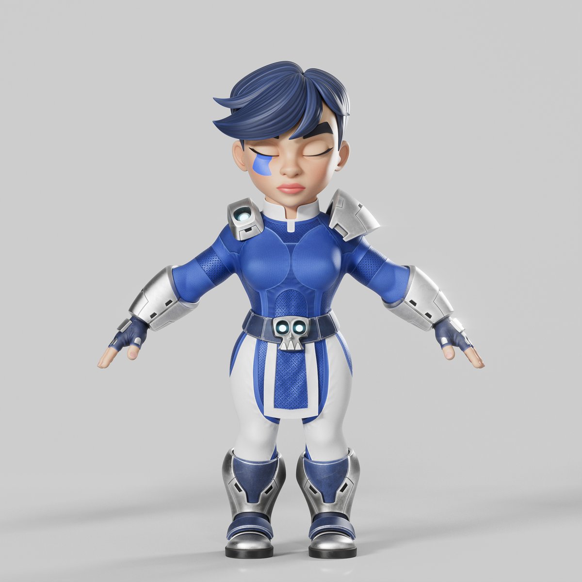 The Elite Warrior (Viking) just pops in blue. One of the many outfits you will get to uncover as you upgrade to higher levels.