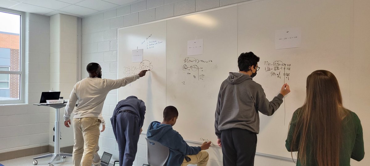 ItsMrsNewbold's tweet photo. Our @Lightridge_LCPS Exceptional Education Algebra teacher, @byMitch_4, builds meaningful connections with his students &amp; challenges them to step into working out multi step equations on a bigger scale ⚡️ https://t.co/RmtdO6e5NU