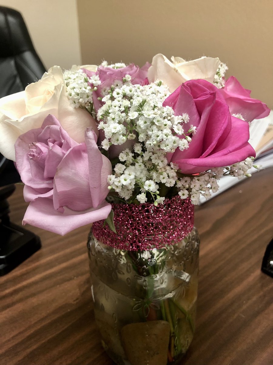 I tripped over an instrument in band class, crashed into music stands and had other stuff fall on me. Too many cuts and bruises to count. My wonderful co-workers put Humpty Dumpty back together again. Next day one of my students brought me these gorgeous flowers to help me heal.