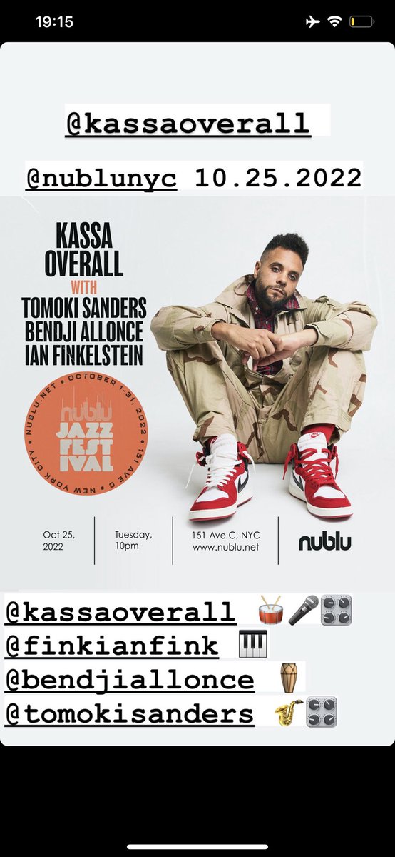 two NYC gigs coming up...

TOMOKI SANDERS VISAGE 10.21.2022

KASSA OVERALL 10.25.2022