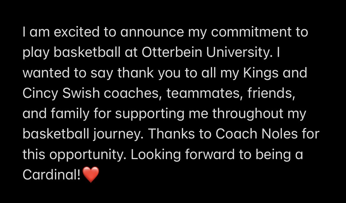 Commited <a href="/LadyKnightsBSKB/">Kings Womens Basketball</a> @Otterbein_WBB <a href="/CincySwish/">Cincy Swish</a>