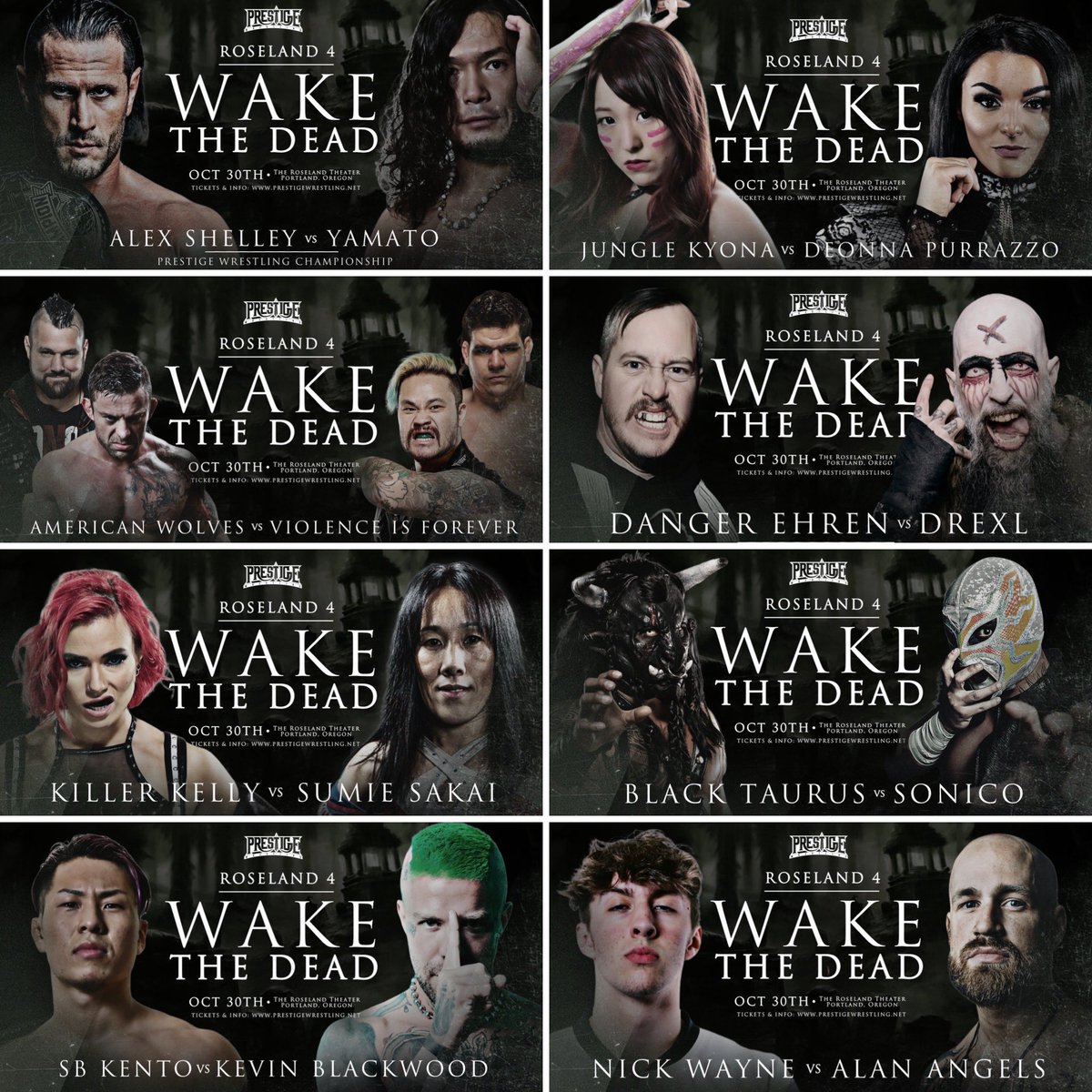WrestlePrestige's tweet photo. ROSELAND 4 CURRENT CARD (PLZ RETWEET)

🔥 Shelley/YAMATO
🔥 Kyona/Purrazzo
🔥 Wolves/VIF
🔥 Ehren/DREXL
🔥 Kelly/Sakai
🔥 Taurus/Sonico
🔥 KENTo/Blackwood
🔥 Angels/Wayne

10/30/2022
Portland, Oregon
@roselandpdx 

Streaming live on IWTV at 7 PM PST!

🎟 https://t.co/923RtPzyNl https://t.co/Aq10fXGkLG