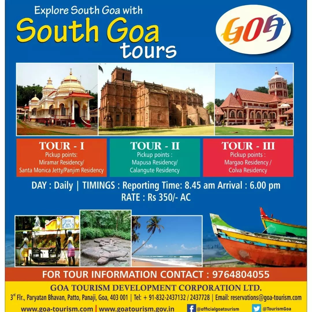 TourismGoa's tweet photo. Book your seats now and enjoy the scenic beauty and cultural heritage of Goa with GTDC's North Goa and South Goa tours.
Call 9764804055 for more information.
#Goa #southgoa #UNESCO #tours #toursofgoa #heritage #Aguadafort
#northgoatours #Templesofgoa #Beachesofgoa https://t.co/cf52hQ8Tx5