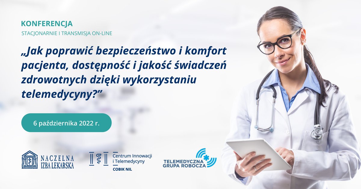 <a href="/TRobocza/">Telemedyczna Grupa Robocza</a>  wraz z <a href="/NaczelnaL/">Naczelna Izba Lekarska</a> zapraszają 6 października na konferencję „Jak poprawić bezpieczeństwo i komfort pacjenta, dostępność i jakość świadczeń zdrowotnych dzięki wykorzystaniu telemedycyny”. Szczegółowe informacje: bit.ly/3RxnMBh

#TGR #NIL #Telemedycyna