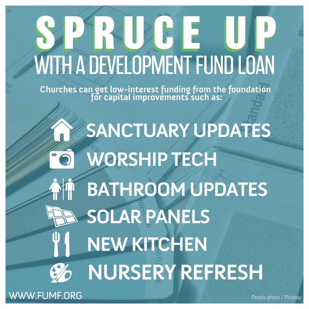 If your church is looking to encourage members to return to in-person gatherings, church improvements could be the answer. Loans from the foundation’s Development Fund can cover a variety of projects — renovations, A/V technology, air conditioning and more.