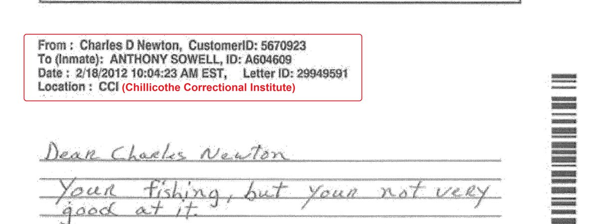 MrCDNewton's tweet photo. From the desk of an arrogant convicted serial k*ller
“Dear Charles Newton,
You’re fishing, but you’re not very good at it.”
Nevertheless, through patience and craftiness did I catch the big one?
#truecrime #memoir #legalthriller #emergingclevelandstrangler
#cdnewton #sowell https://t.co/ujWo3y6Fay