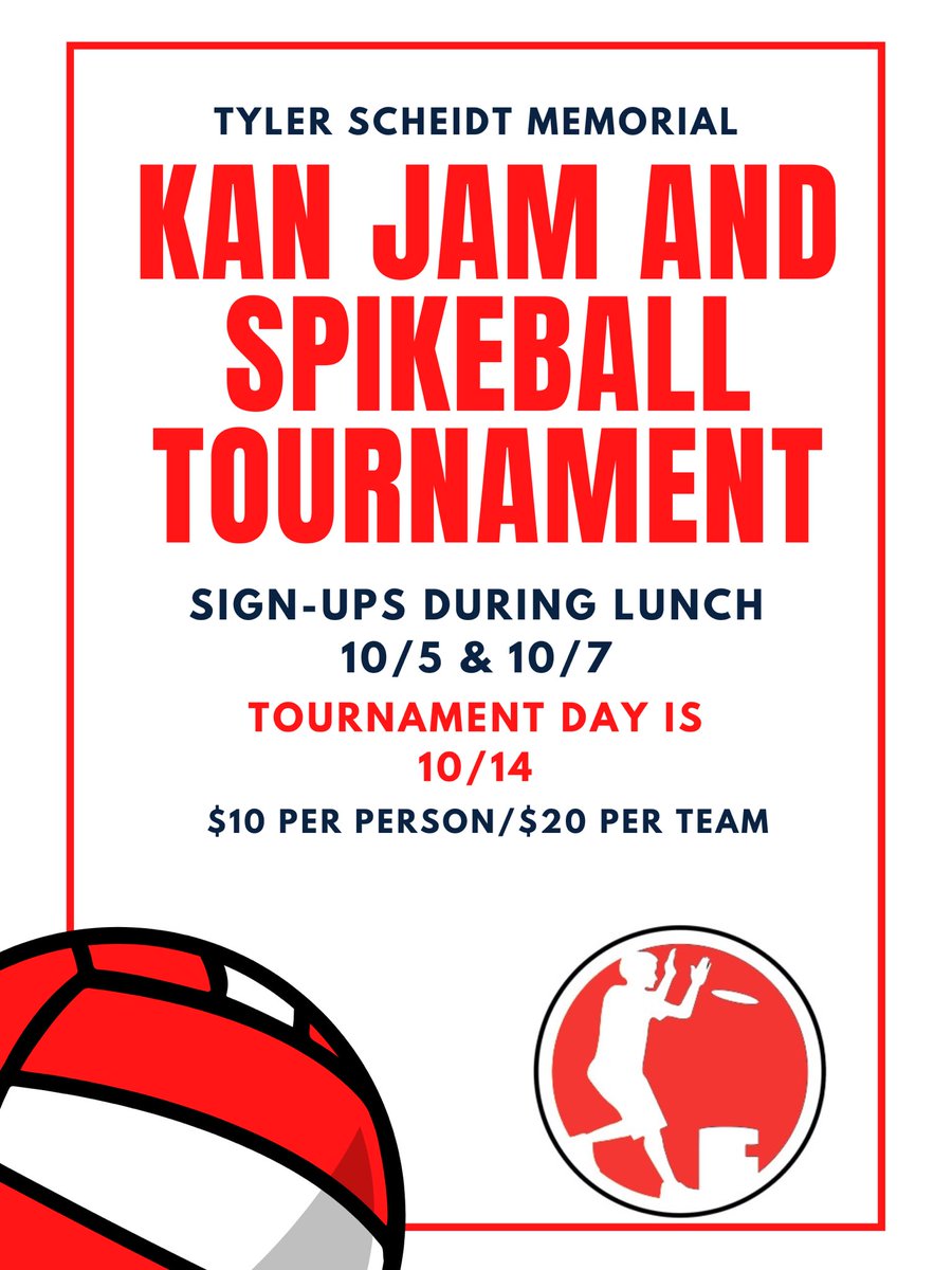 hhs_stucouncil's tweet photo. It’s time for HHS’s second Tyler Scheidt Memorial Tournament!!!!! Sign up TOMORROW AND THURSDAY!! https://t.co/ahW3GqMRfK