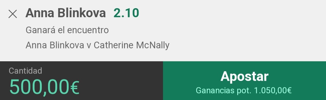 Randompicks2's tweet image. 🏆 WTA Ostrava 🇨🇿

🎾 Anna Blinkova vs Caty McNally

👉🏻 Anna Blinkova ganará el encuentro

💶 Stake 5