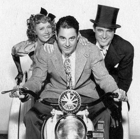 Irene Dunne, Cary Grant and Leo McCarey promoting The Awful Truth, 1937...