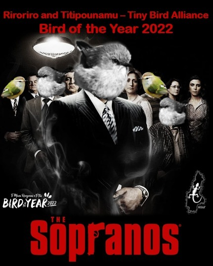 The original pitch for The Sopranos had Aotearoa's tiniest forest birds the riroriro and @teamtitipounamu and battling for supremacy on the meanstreets of Te Ngahere-o-Tane.  Would have been epic obvs, but James Gandofini and @Stevievanzandt go pretty good too.