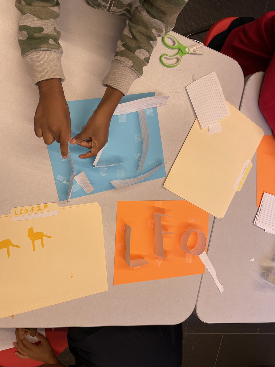 reidgreenblue's tweet photo. With our 2nd graders we made 2.5D name signs to keep at those basics (scissors skills, folding) but also get them thinking about about paper as a non-flat material. #makered #pyp #pypdesign https://t.co/XHK6FxiuFv