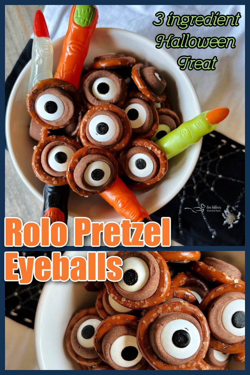 Rolo Pretzel Eyeballs (Fun &amp; Easy Halloween Treats!) anaffairfromtheheart.com/rolo-pretzel-e… #HalloweenTreatsWeek is FULL of all sorts of fun and festive Haloween recipes! Follow the hashtag for MORE all week long!