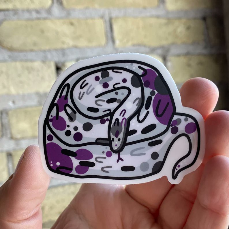 disgaydesigns's tweet photo. the #asexual #snake is so comfy, i love them #queerownedbusiness #gaystickers #subtlepride #queerowned https://t.co/C8gc1oCy3s