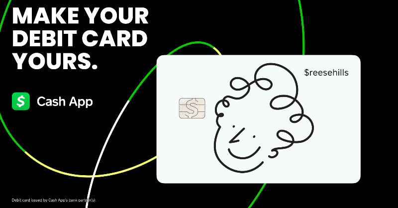 CashApp's tweet photo. No more boring debit cards.