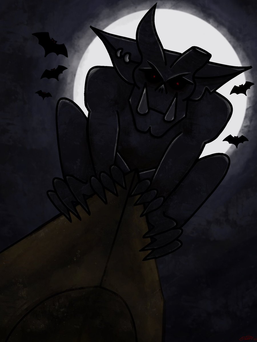 eriinmclean's tweet photo. Combined the first and third inktober prompts because I’ve been busy 😅 #inktober22 #gargoyle #bat https://t.co/315oXBjEmH