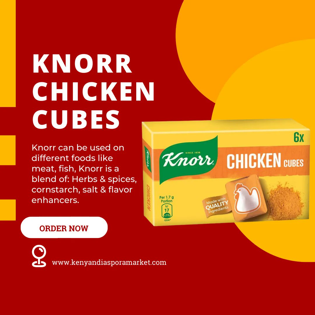 KDM_Market's tweet photo. Add a Kenyan Flavor to any food with our Knorr Chicken cubes 🥘

SHOP: https://t.co/ZK0gds4izG

#kenyanfood #kenyanrecipes #kenyanspices #roycocubes #roycobeefcubes #kenyansindiaspora #kenyansingermany #kenyandiasporamarket https://t.co/xVmJDvlpWj