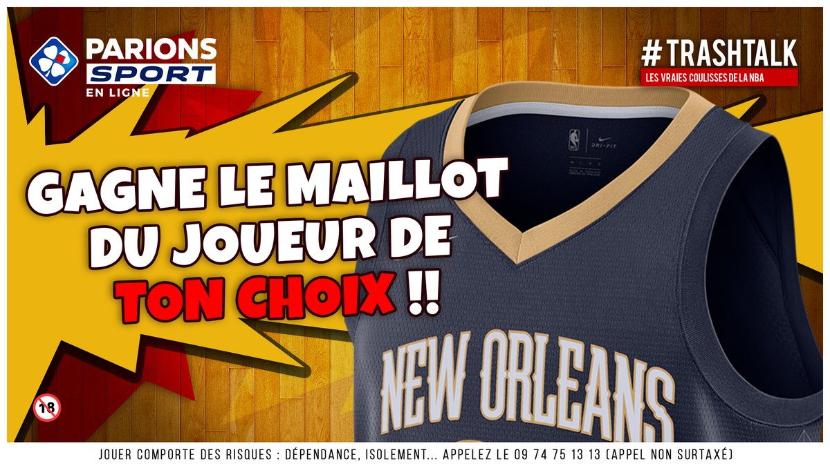 🎁 JEU-CONCOURS ! 🎁 

Avec les #30PREVIEWSEN30JOURS, TrashTalk et ParionsSport te font gagner 1 maillot par jour !! 😱

🚨 GAGNE LE MAILLOT DU JOUEUR DE TON CHOIX CHEZ LES PELICANS !! 🚨

Pour participer :

1⃣ RT CE TWEET 
2⃣ FOLLOW @TRASHTALK_FR ET @PARIONSSPORT

(TAS LE 12/10)