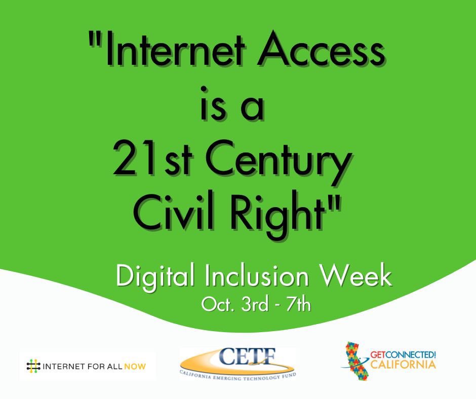 Happy50plusFnd's tweet photo. 🔌Per CETF President & CEO @McpeakSunne “Internet is a 21st Century Civil Right.” Oct 3-7 is #DigitalInclusion Week @Happy50plusLLC reaffirms our commitment to closing the #DigitalDivide especially among #older #AAPI adults!#InternetForAll #GetConnectedCA. #DIW2022 #DigitalEquity https://t.co/e6eLAh8Xuz