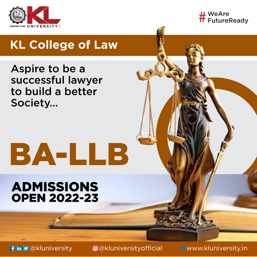 kluniversity's tweet photo. Acquire in-depth knowledge of the rules and regulations of the land.
Visit: https://t.co/jGJuU0nvH8
#KLuniversity #KLU #WeAreFutureReady #AdmissionsOpen #Admissions2022 #BA_LLB https://t.co/BHF3Bt9P00