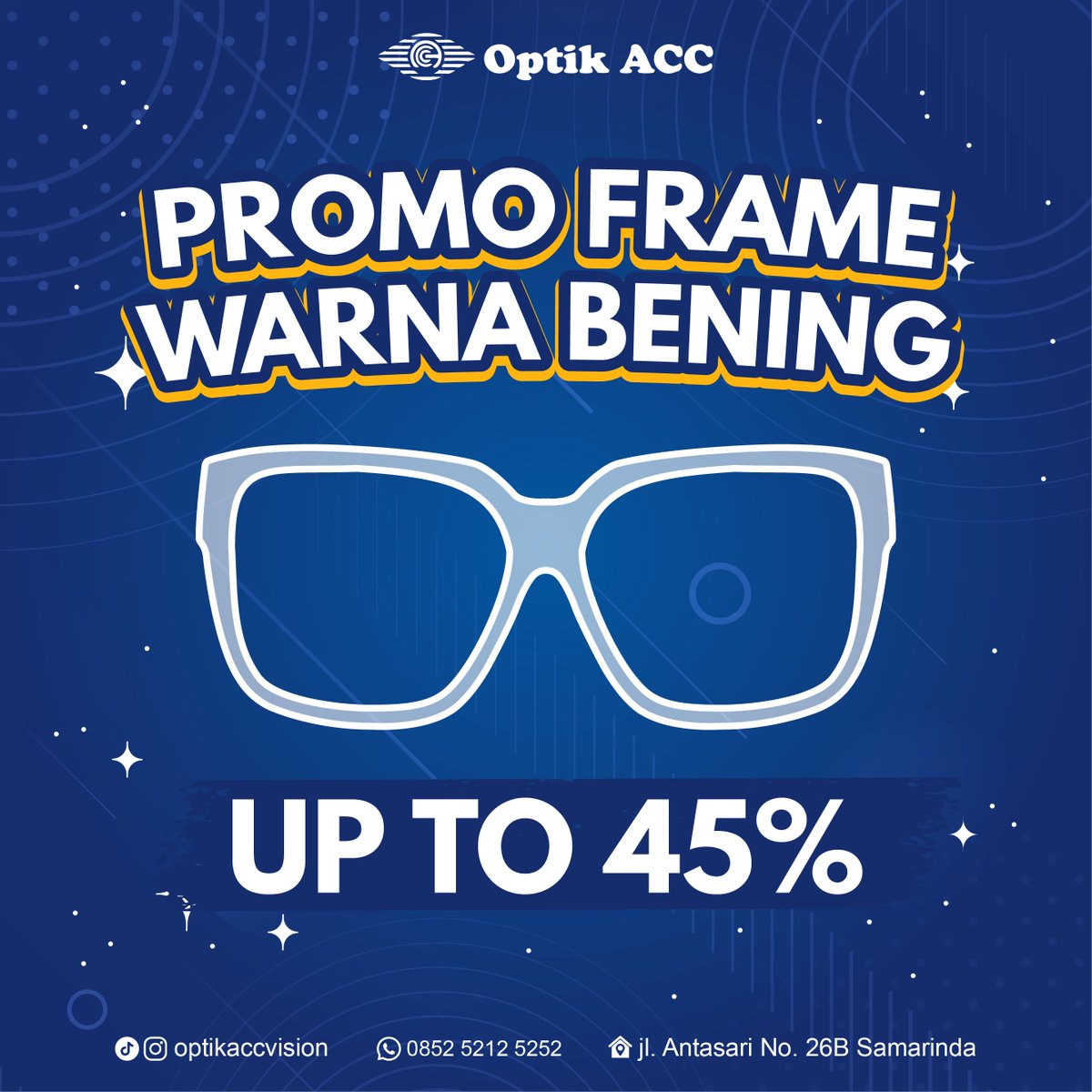 optikaccvision's tweet photo. pecial Promo Frame Warna Bening Discount Up to 45% 

Mumpung awal bulan saatnya jajan kacamata baruuu😁😁👌 start from 200rb!

Hanya di @optikaccvision 

📲Whatsapp: 0852-5212-5252
📍Optik ACC Vision JL. P. Antasari Samarinda (0541-7803663) https://t.co/y6tmnvcqGp