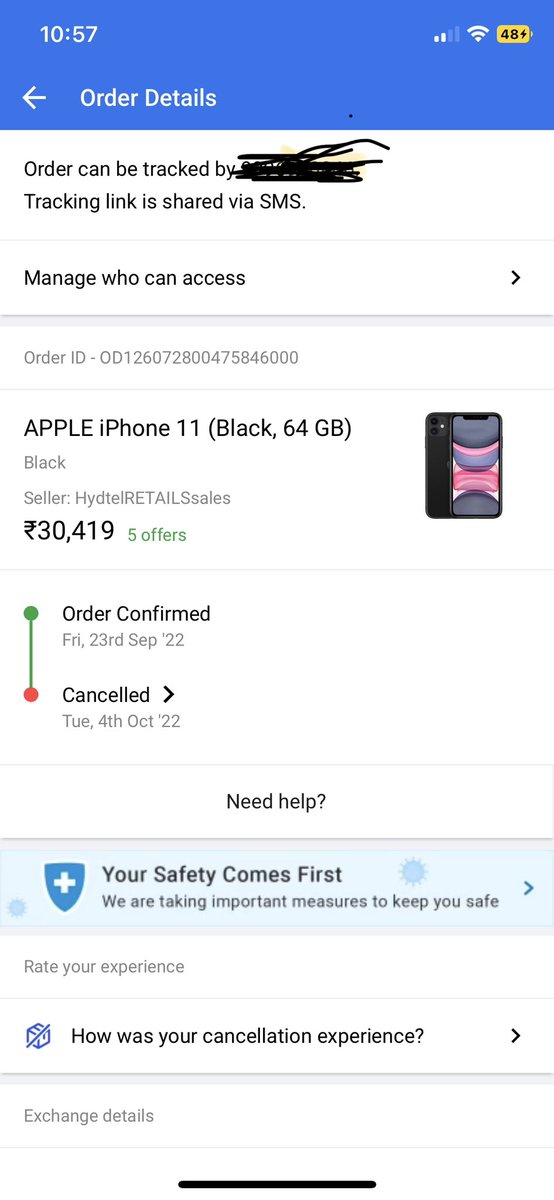 I ordered iphone 11 from <a href="/Flipkart/">Flipkart</a> on 23 sep by prepaid. Today I got message that my order got cancelled.
It was @bigbillionday sale or @bigfrauddays.
Kindly look into matter <a href="/Flipkart/">Flipkart</a>