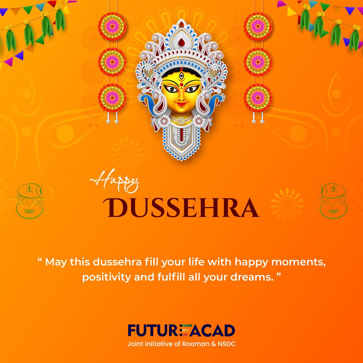 FutureAcad's tweet photo. May all your troubles end this Dussehra! Sending you good wishes and peace.
.
.
.
.
.
.
#happydussehra #dussehra #dussehra2022 #festivevibes #festival #festivalseason #india #futureacad #nsdcindia #dmimsdu https://t.co/IQxIpC6Fyz