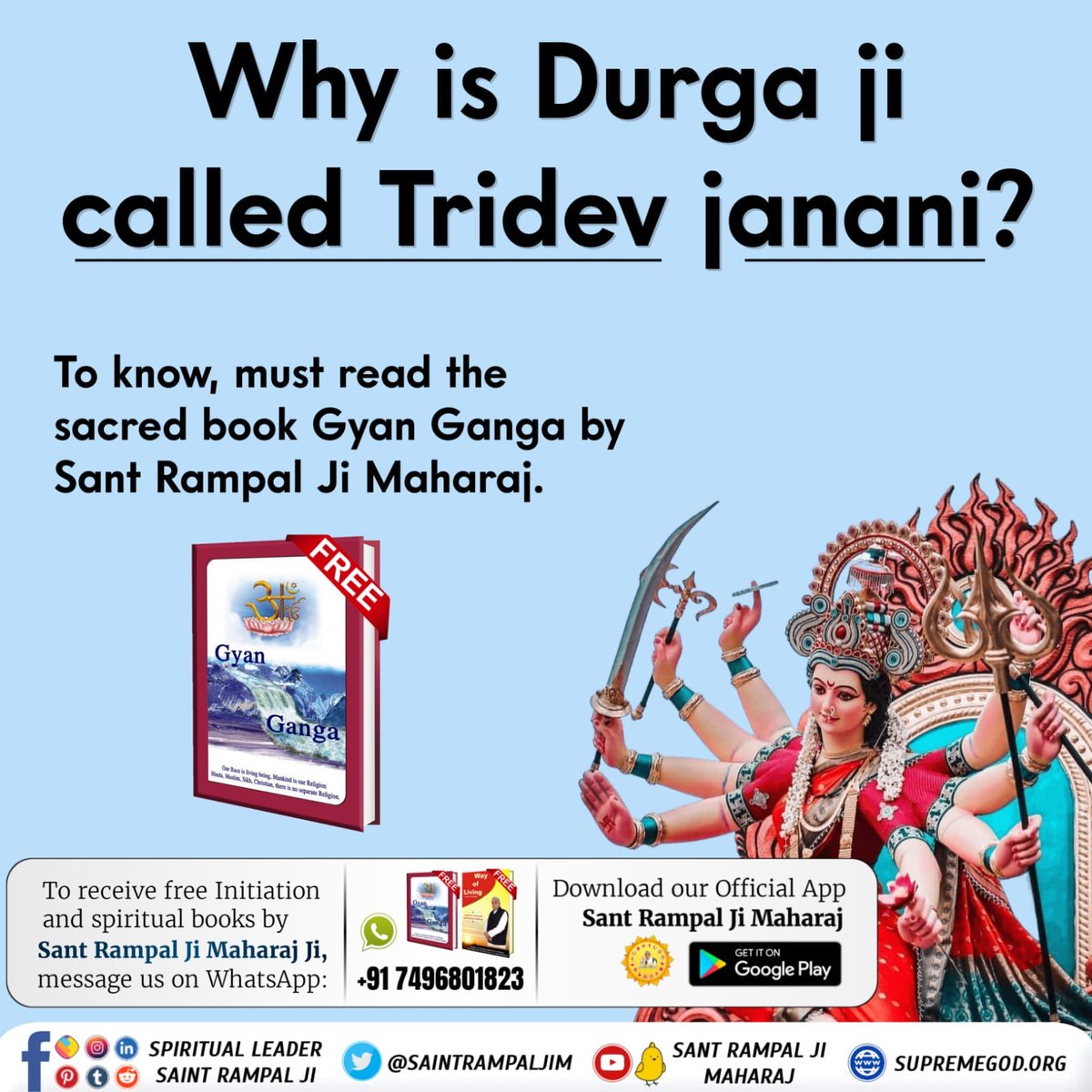 SAKaronthaDham's tweet photo. #MahaNavami 
Durga Ji has three sons named as Brahma Ji, Vishnu Ji and Shiv Ji. https://t.co/gSGMBDkot8