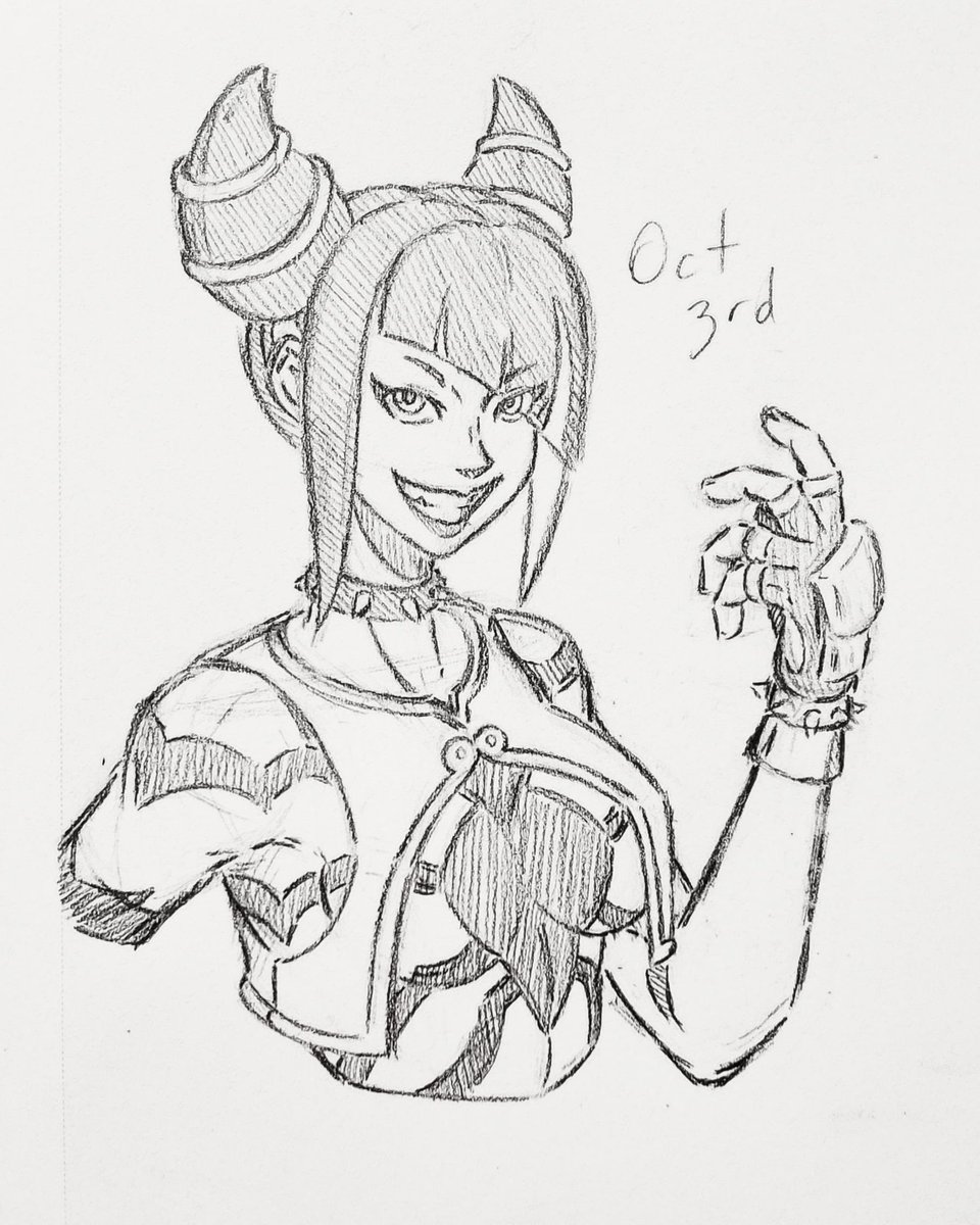Day 3 of my #Artober2022 posts! Busier day, so just the one sketch, but I ended up talking about Juri over the weekend, so I decided, why not draw Street Fighter VI Juri? #StreetFighter6 #juri #streetfighterjuri #jurihan #fanart #sketchtober