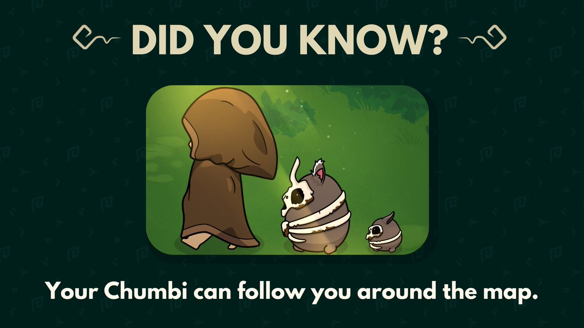 ❓ Did you know:

Your Chumbi can follow you around the map.

#NFT #CryptoGame #NFTgame #PlayAndEarn #BlockchainGame #Chumbi #ChumbiValley