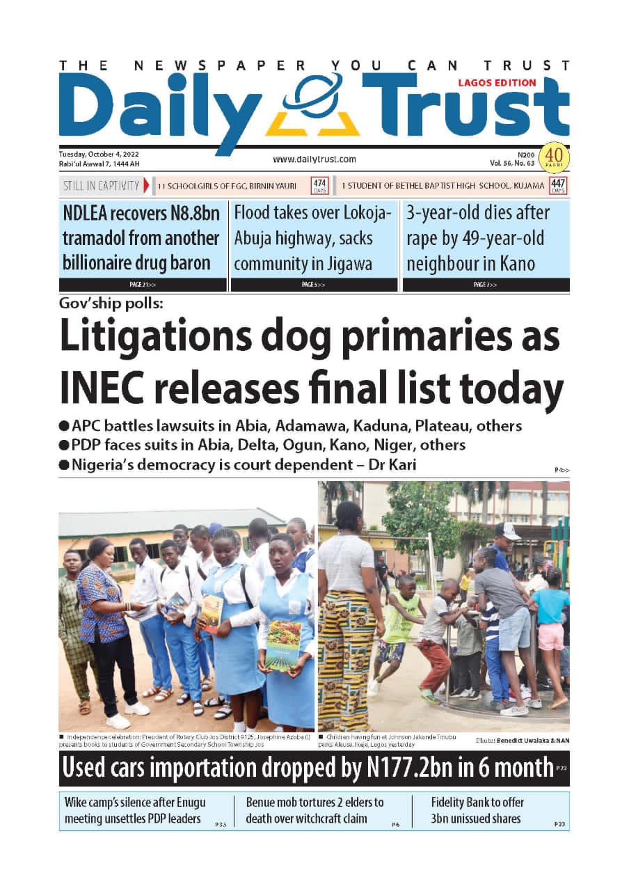 Daily Trust On Twitter Today On Daily Trust Https T Co Xyb9wanw58