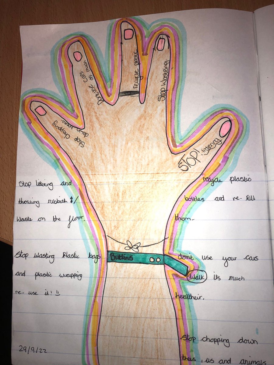 Great quality work in a Mr Mishan’s lesson - 5 pledges to our environment in a Discovery lesson 🌍 Da iawn on the awesome work! #ourplanetourfuture