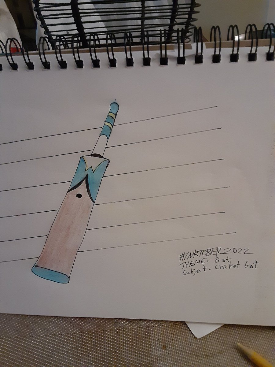 #Inktober2022. Theme: Bat. Subject: Cricket bat.
