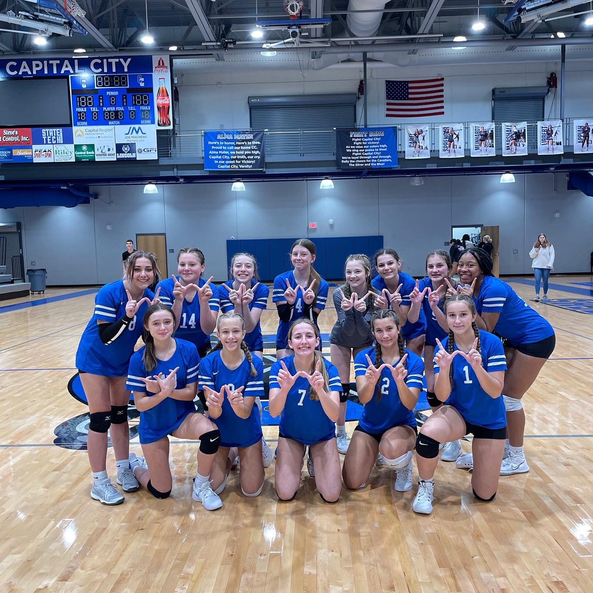 CapCityCavsVB's tweet photo. That’s a clean sweep for your JV and Varsity tonight! Along with a program win thanks to our Freshmen taking care of business at home!! #ALLOUT #CC4L 🧹🧹🧹 https://t.co/3TumYYx77Q