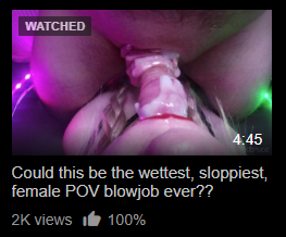 We did it! Our first (and latest) video to reach 2,000 views on @Pornhub ! It seems this female POV BJ<a href="/tag/kiss"class="tags"><span>#kiss</span></a><a href="/tag/fansly"class="tags"><span>#fansly</span></a>