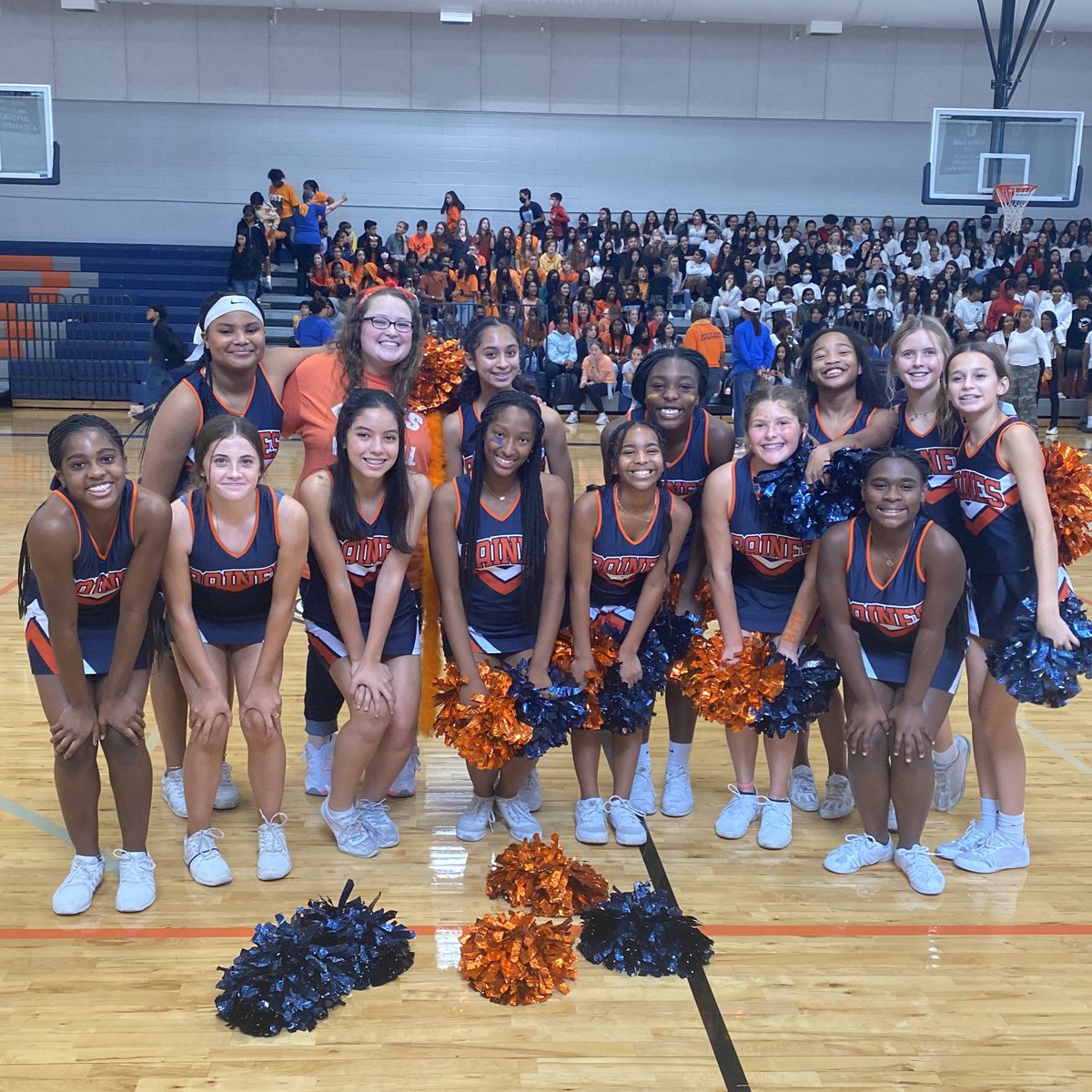 BainesCheer's tweet photo. WHAT A DAY! Between greeting students as they arrived, our AMAZING pep rally, to our neighborhood rivalry game, Longhorn Cheer has been BUSY! Excited to finish out hoco week strong! https://t.co/AcLJzWcxco