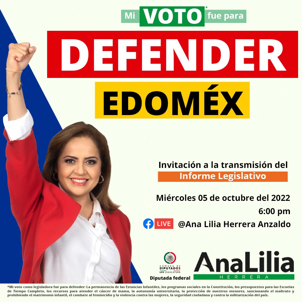 AnaLiliaHerrera's tweet photo. Este miércoles los invito a que me acompañen en la transmisión de mi Informe Legislativo, por #FacebookLive:
https://t.co/rLd7D7vEvV

¡Ahí nos vemos! https://t.co/0JD3tf8Q3J
