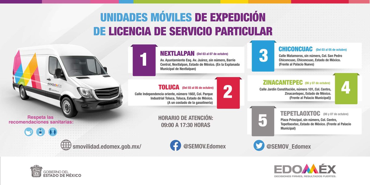 CampoEdomex's tweet photo. Las Unidades Móviles de expedición de #LicenciaDeConducirEdoméx de Servicio Particular te esperan esta semana, en los siguientes municipios:
💻Consulta requisitos y costos en el siguiente link: 👇🏼
https://t.co/L3rNHmQ8Uc https://t.co/eqlbXsTvHy