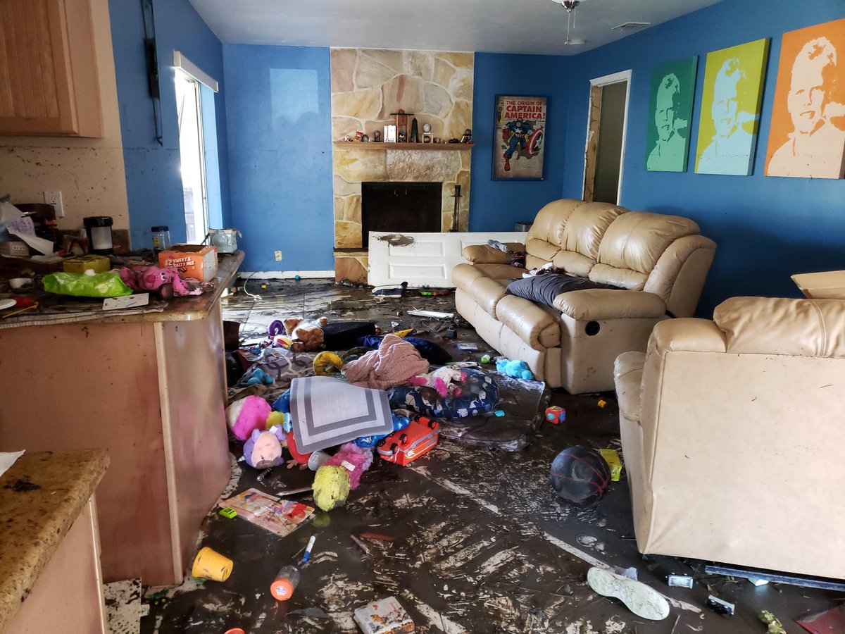 Jurbis3's tweet photo. Small update: my family and I have been working out things with our insurance and with FEMA as suggested by @ByrneDevin, and with various accommodations. Today was the day we salvaged what we could from our home, and threw out much of the rest as seen in here: https://t.co/LabEqi4RRf