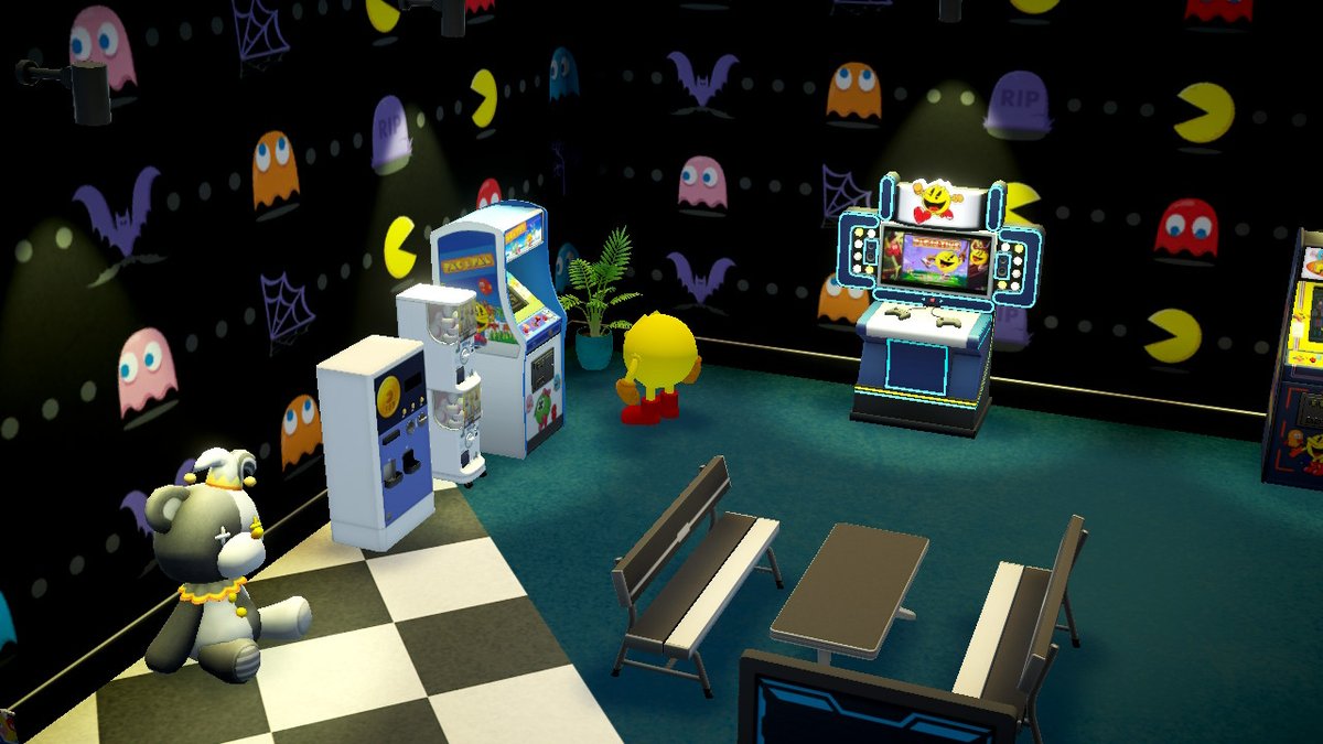 BNEI_PACMAN_JP's tweet photo. 🎮『PAC-MAN MUSEUM+』 無料パッチ配信🎮
季節の壁紙「ハロウィン」を4種類追加🎃
自分だけのハロウィンなゲームセンターを作りましょう!
#PACMANmuseumplus #pacman #パックマン https://t.co/qHs5v7fbqn