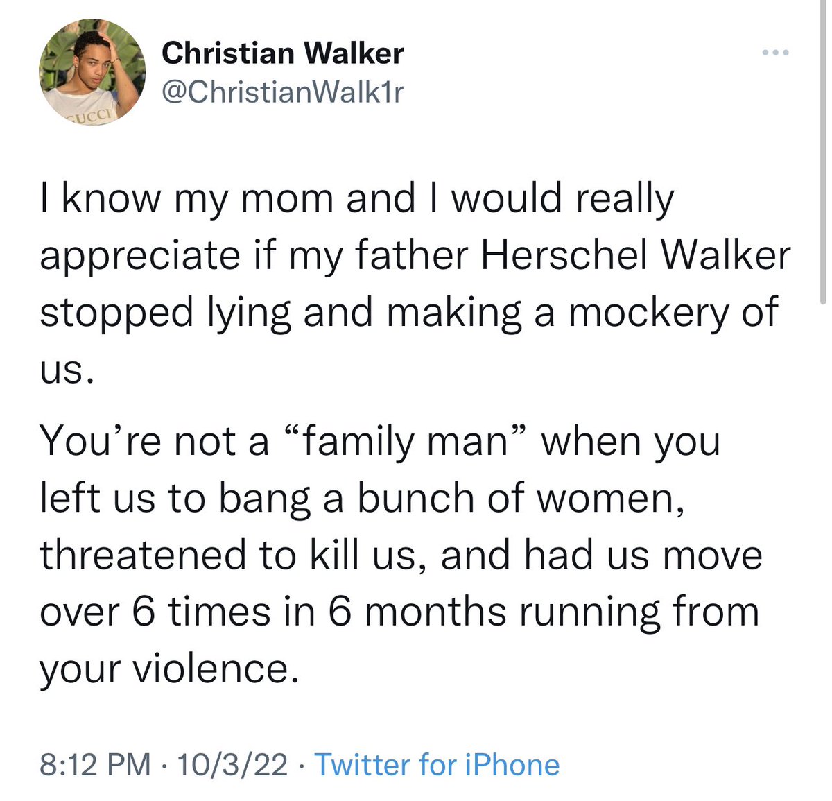ReallyAmerican1's tweet photo. Herschel Walkers son just posted this tweet. https://t.co/0jzFcfYn97