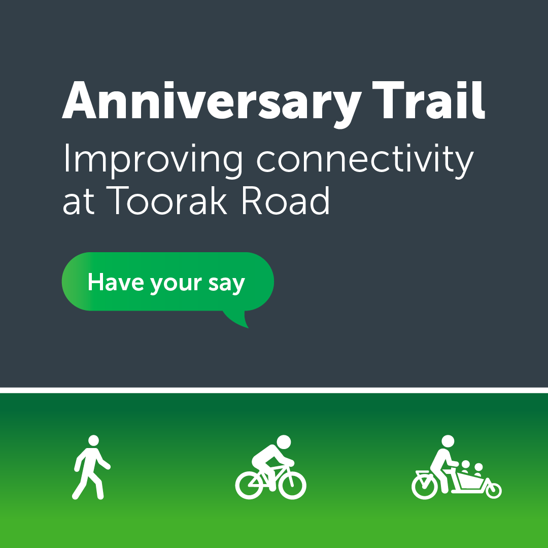 We've identified a missing link in the #AnniversaryTrail at Toorak Rd and are investigating four proposed designs to improve connectivity. Share your thoughts on the Anniversary Trial designs here: bit.ly/3fv3E5j Feedback closes 28 October, 2022.