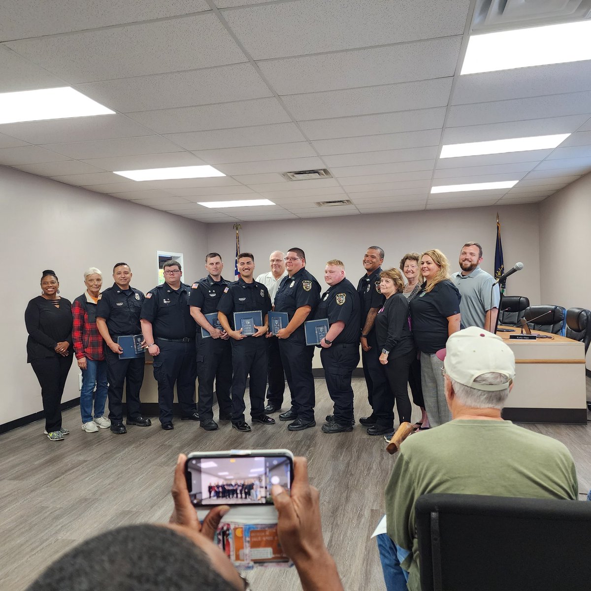 Great Day campaigning door to door in Southern Jefferson County. Ending the day at the Vine Grove City Council meeting recognizing the life saving efforts of their Fire Department.