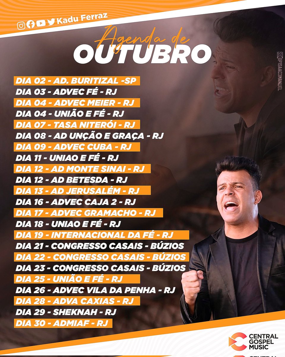 kaduferraz's tweet photo. Agenda Outubro!!! https://t.co/n1OdE48TZj