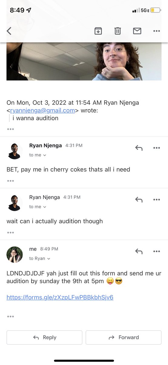 nancyytrann's tweet photo. cant wait for gen z to take over the world cuz i need email exchanges like these to be the new professional norm @ryanknjenga https://t.co/6QAJIw4xxM