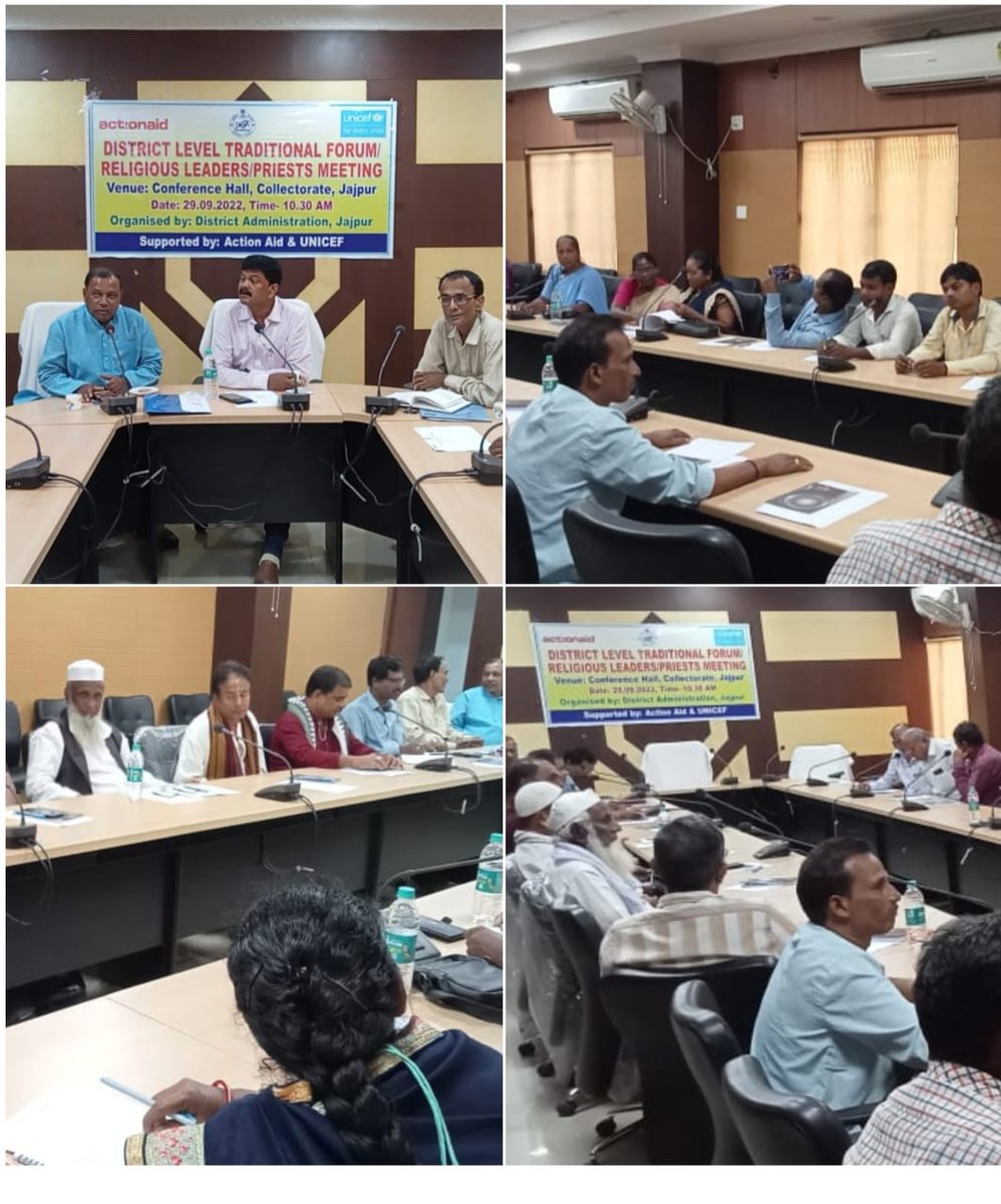niranjankar's tweet photo. @OSCPSODISHA District level meeting of traditional religious leaders and NGOs for child marriage free Jajpur District held under the Chairmanship of Additional District Magistrate(Rev.),Jajpur .This meeting was organized by Action Aid in coordination with District Administration. https://t.co/uYunzH04Jd