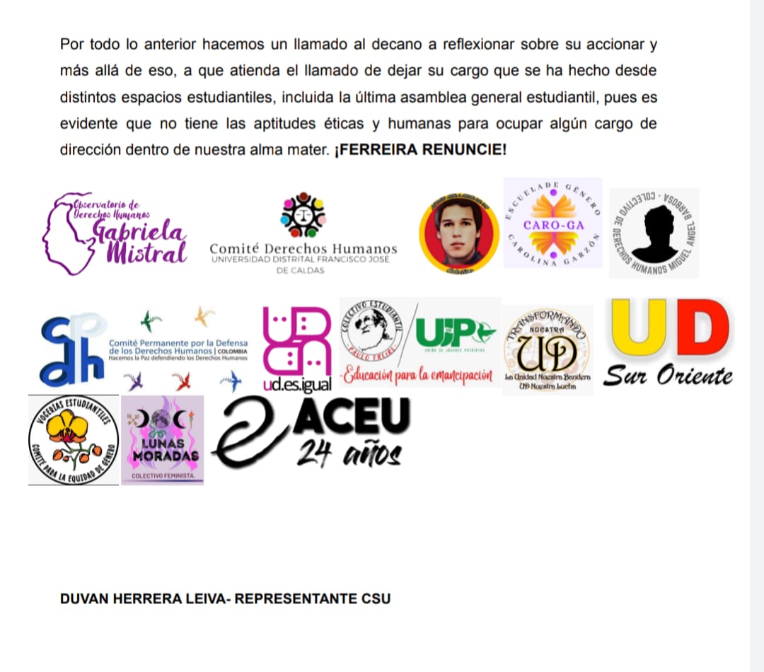 CChitaca's tweet photo. La persecusión y el acoso vivido en la @udistrital es una cotidianidad, especialmente hacia las personas que tienen la valentía para denunciar esta situación sistemática por parte de sus administrativos. https://t.co/5Ul1ADw2OF