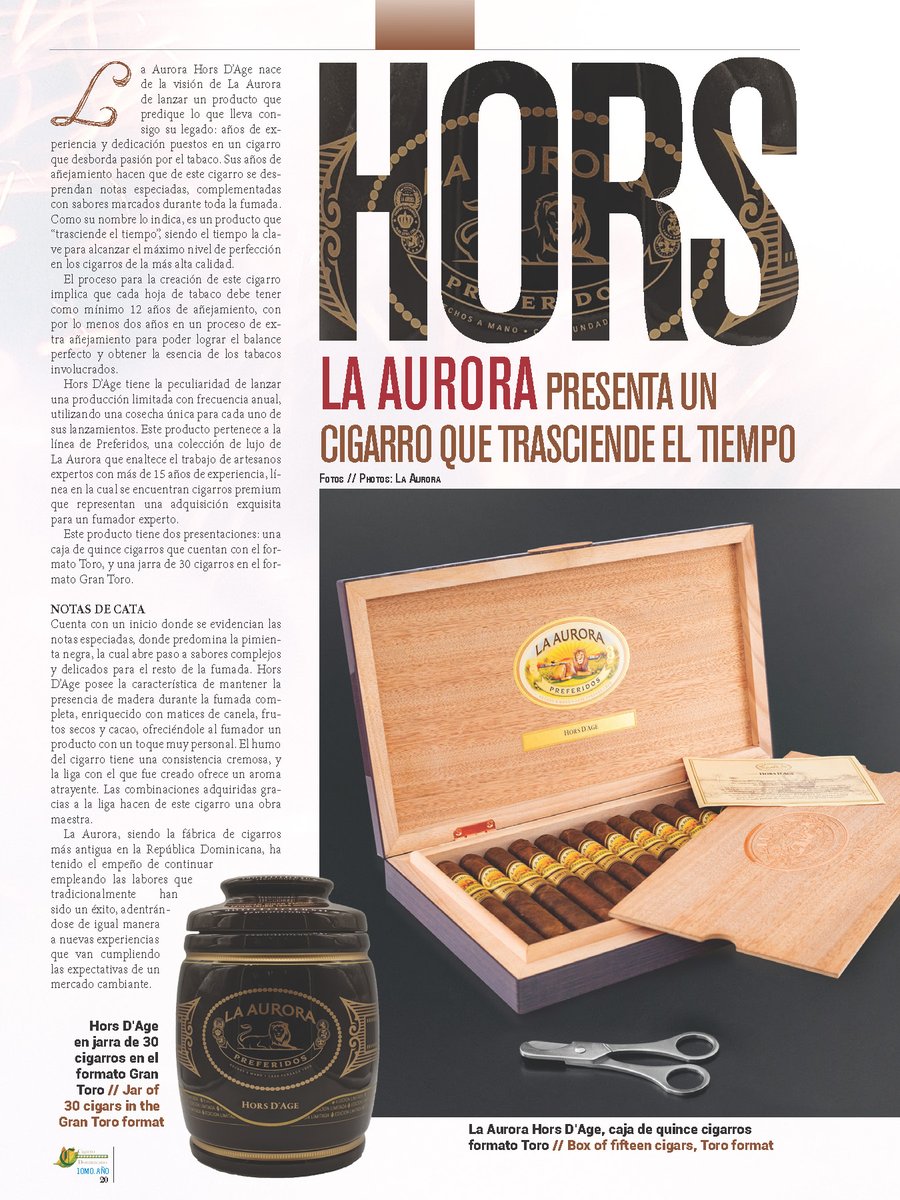 Cigardom's tweet photo. Celebramos los 119 años de @LaAuroraCigars presentando el HORS D'AGE que pueden conocer entrando en este enlace de nuestra revista https://t.co/UfpbZTV7AD // We celebrate la Aurora 119 years showing the article about this cigar.  Read it in our cigar magazine. @iturbidesz https://t.co/ubnK1Xg7ip