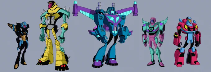 Somewhere I buried in my files I have us(Derrick and myself) wanting to do an SG Pretender Bumblebee based on the Pretender Bee he drew for me that I inked and colored, but I can't find it to share, so have the regular Universe version and the G2 Stunticons we redecoed. 