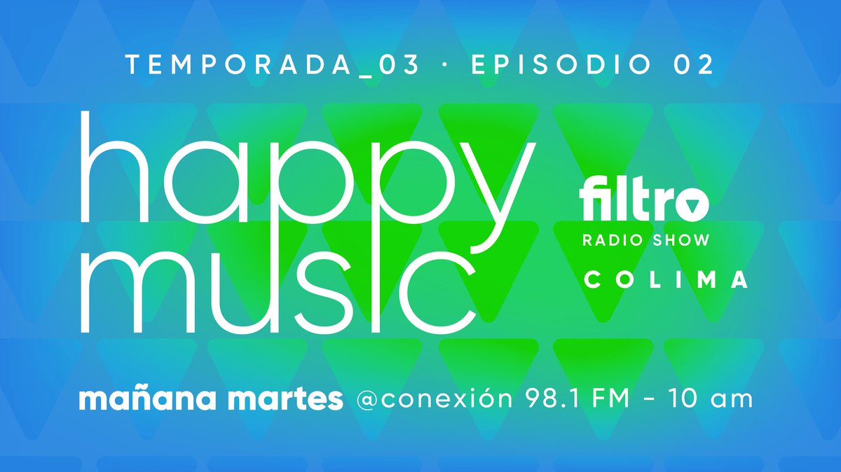 holafiltro's tweet photo. Mañana martes, un nuevo episodio.
El segundo de la tercera temporada de Filtro.
¡Escúchenlo en Conexión Al Aire @conexion981 !
#FILTRO #DemocraciaMusical #Playlist #playlistcurator https://t.co/MfJwOyVKxN