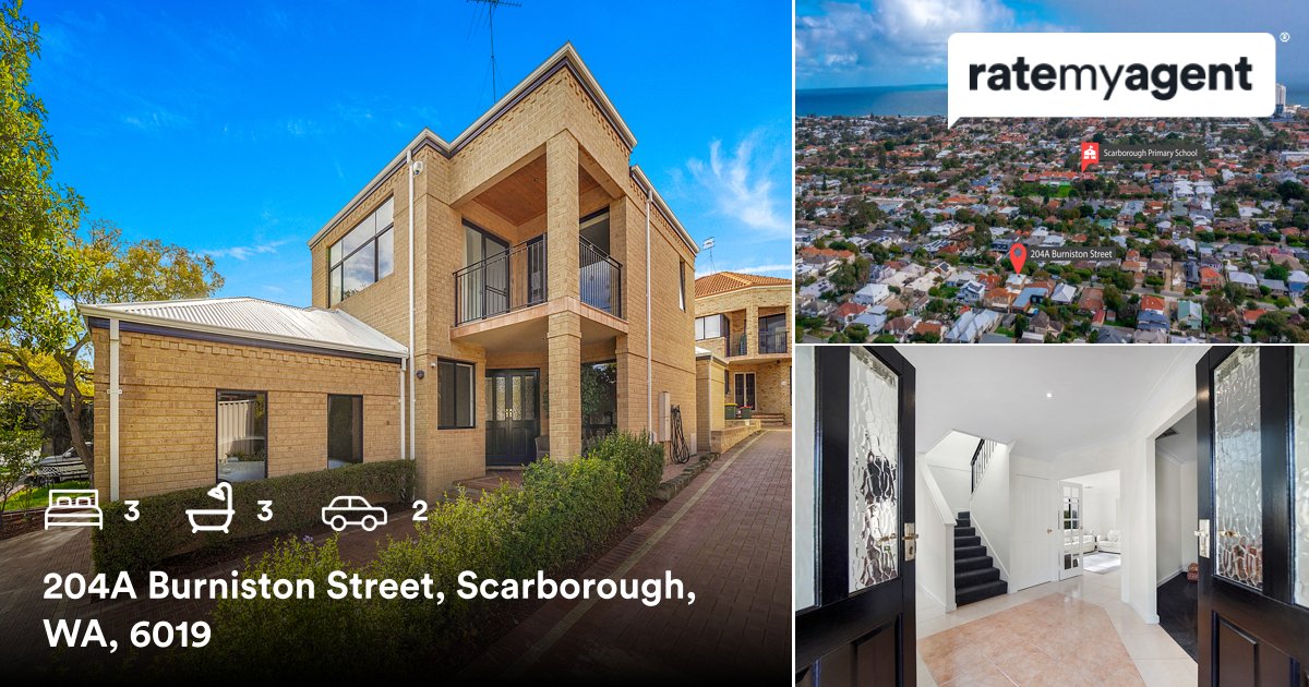 coreyadamson's tweet photo. 🛌 3 🛀 3 🚘 2
📍 204A Burniston Street, Scarborough, WA, 6019

My latest sale on #RateMyAgent
https://t.co/2DkIaNV8gf

...
#ratemyagent #realestate #The_Agency_Perth https://t.co/69yUqYqaIN